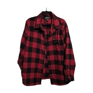 Stanley Red Buffalo Plaid‎ Flannel Long Sleeve Button Down Shirt Men's Size 2XL
